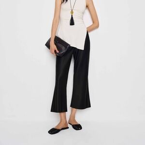Reformation Gale Satin Mid Rise Capri Pant Black - Size L